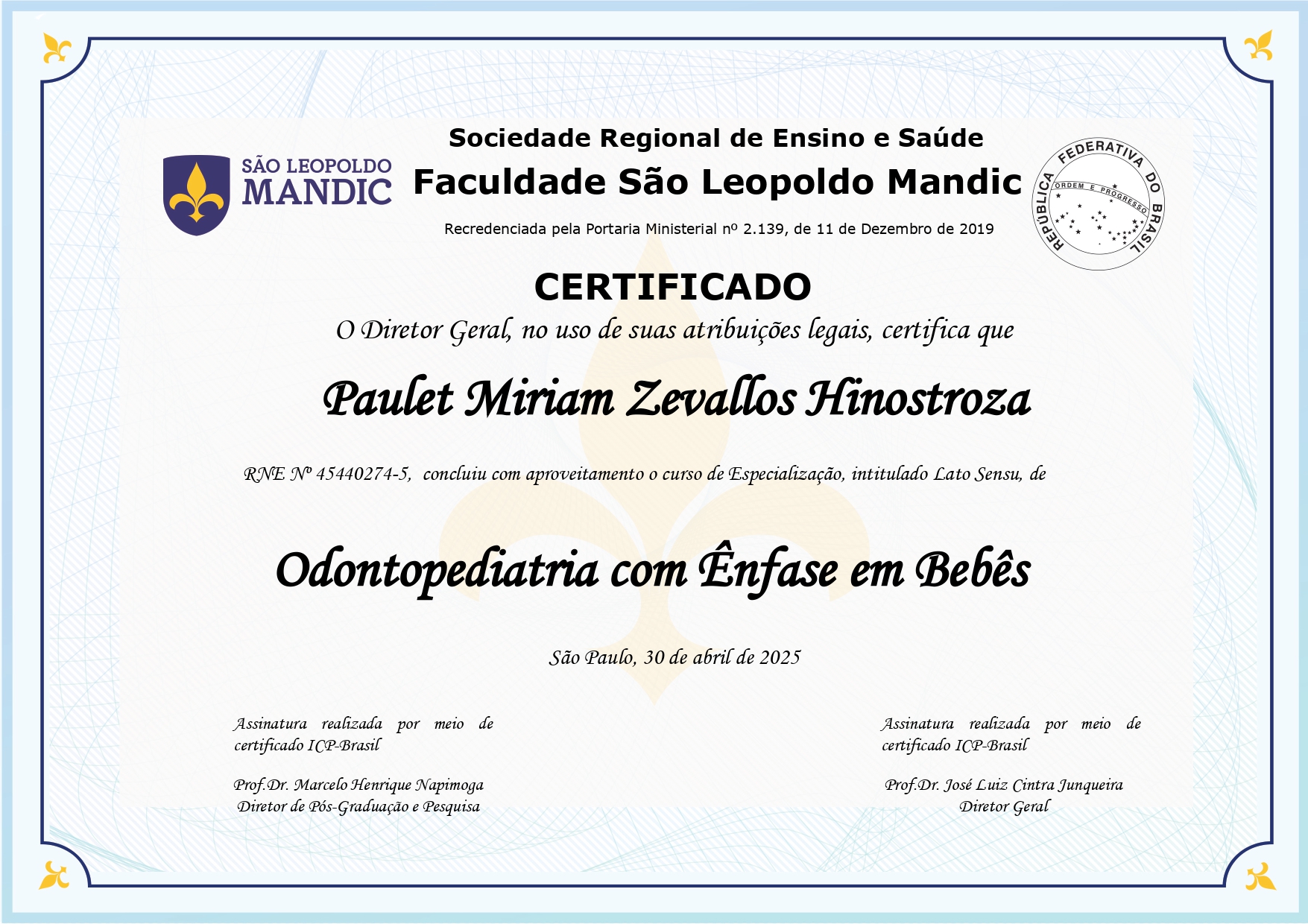 Especialista en Odontopediatría